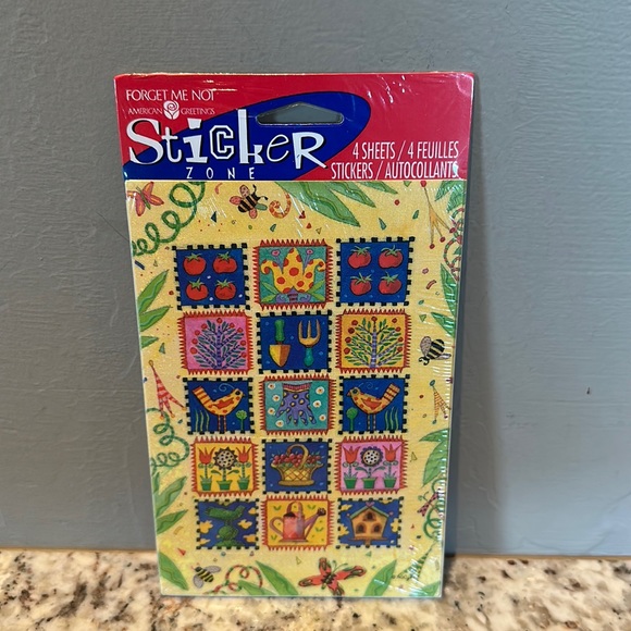 Sealed vintage Forget Me Not Floral Flower Garden Stickers NEW birdhouse birds - Picture 1 of 2